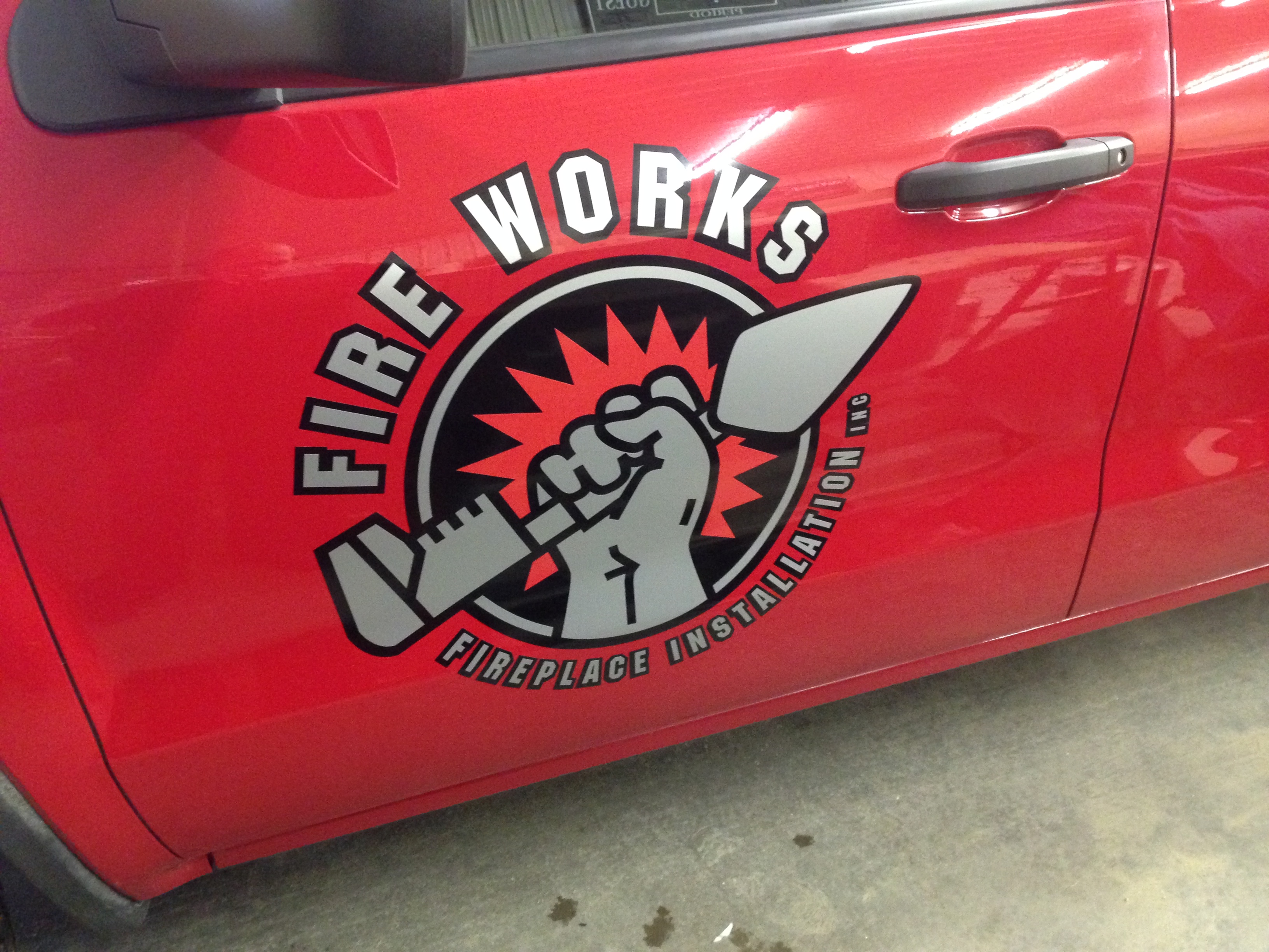 Fire Works Fireplace Installation Car Decals | Signmax.com